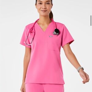 Figs F*ing Pink Short Sleeve One Pocket Scrub Top